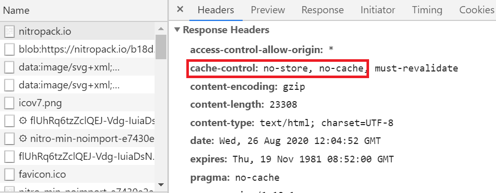 Cache-control header