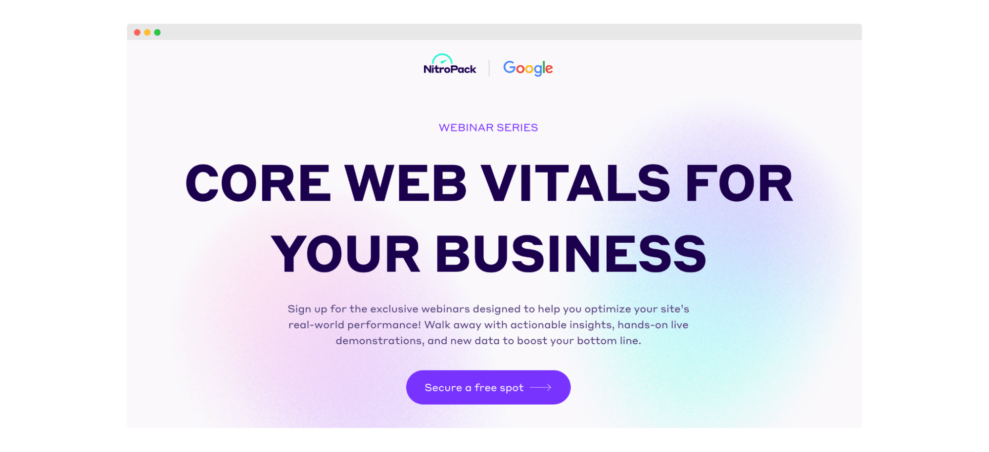 Core Web Vitals Webinar Series with Google and NitroPack 2023