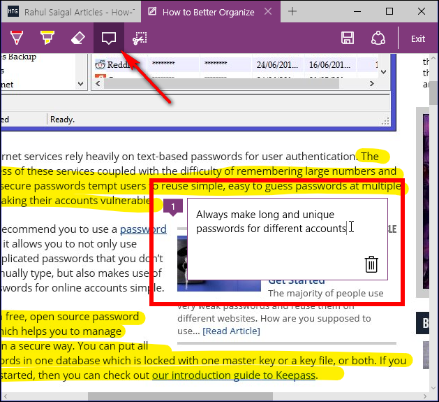How to use the Web Notes feature of the Microsoft Edge browser